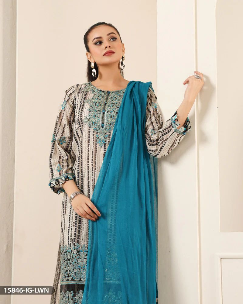 15846 Readymade Casual lawn Suit - Image 6
