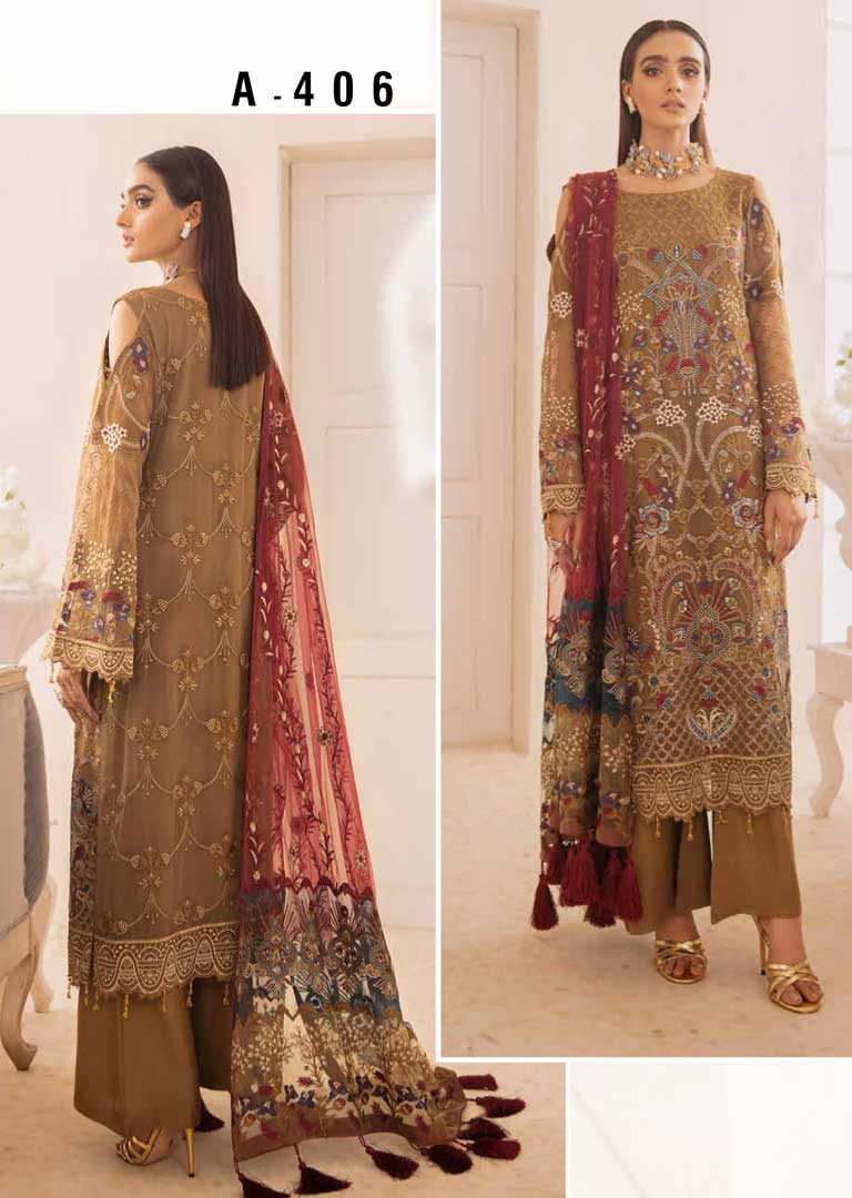 A-406R - Readymade - Ramsha Chevron Chiffon Suit - Image 2