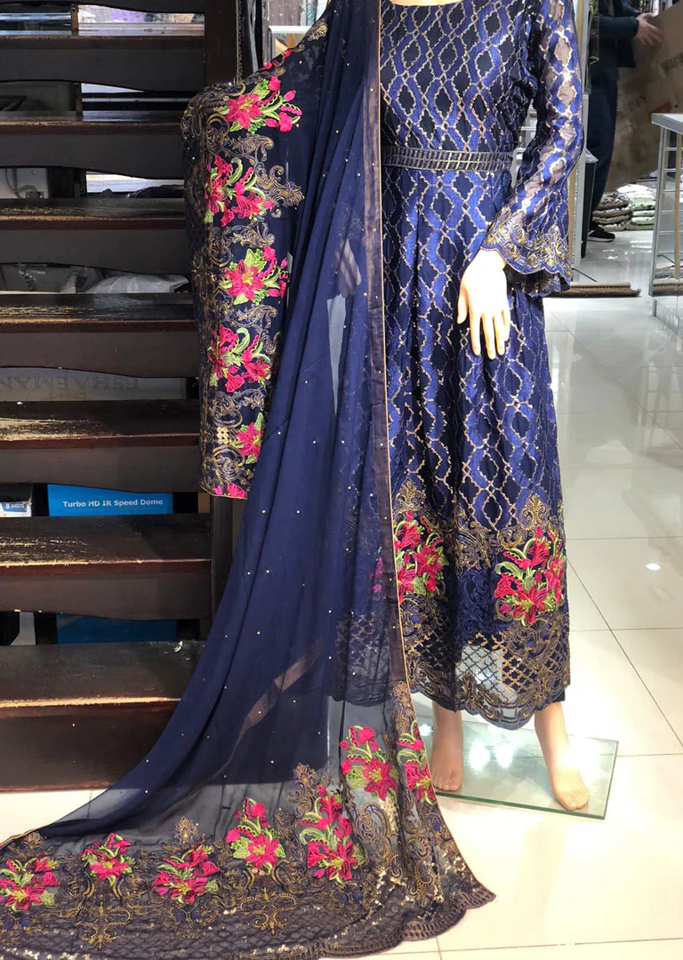 AD303 Readymade Navy Chiffon Dress by Sofia Shaan - Image 4