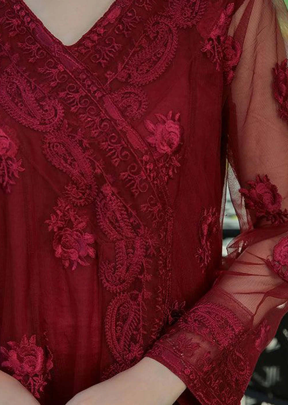 Afsana - Readymade 3 Piece Garnet Suit - Image 6