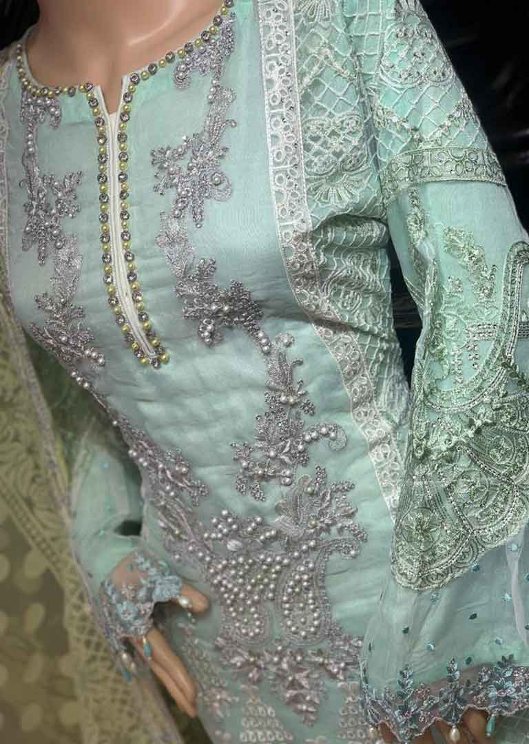 AL-3195 Readymade Mint Partywear Net Suit - Image 3