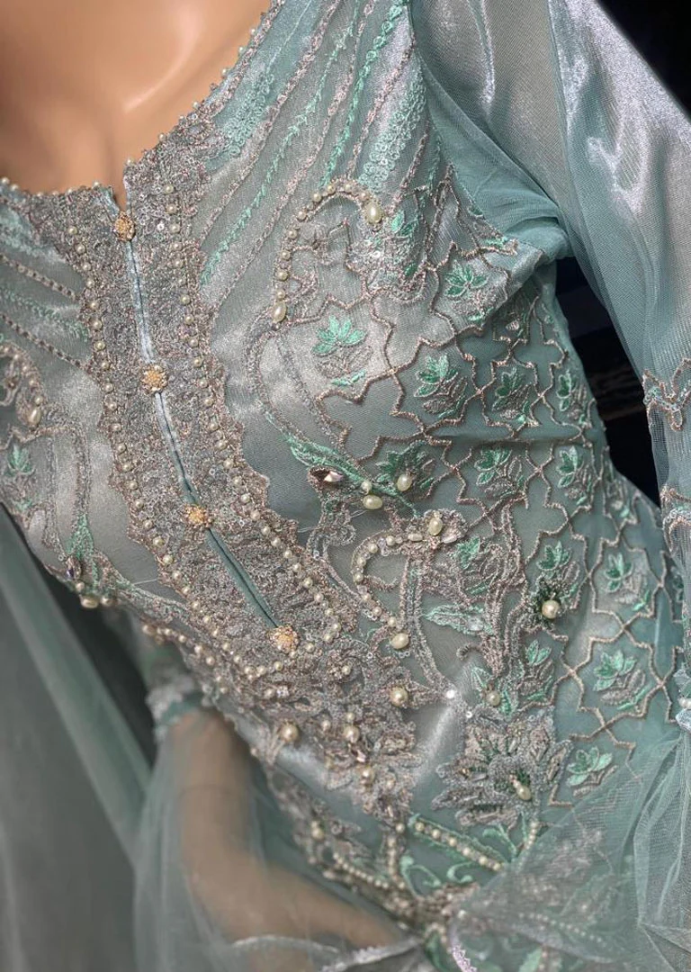 AL-3214 Readymade Mint Partywear Net Suit - Image 3