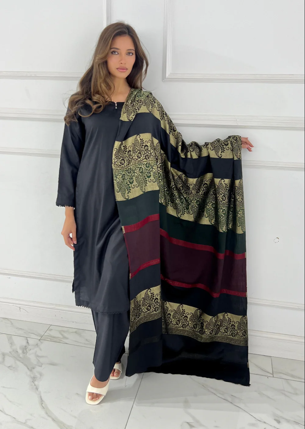ALM-102 Winter Dhanak Suit with Multani Wool Shawl - Image 2