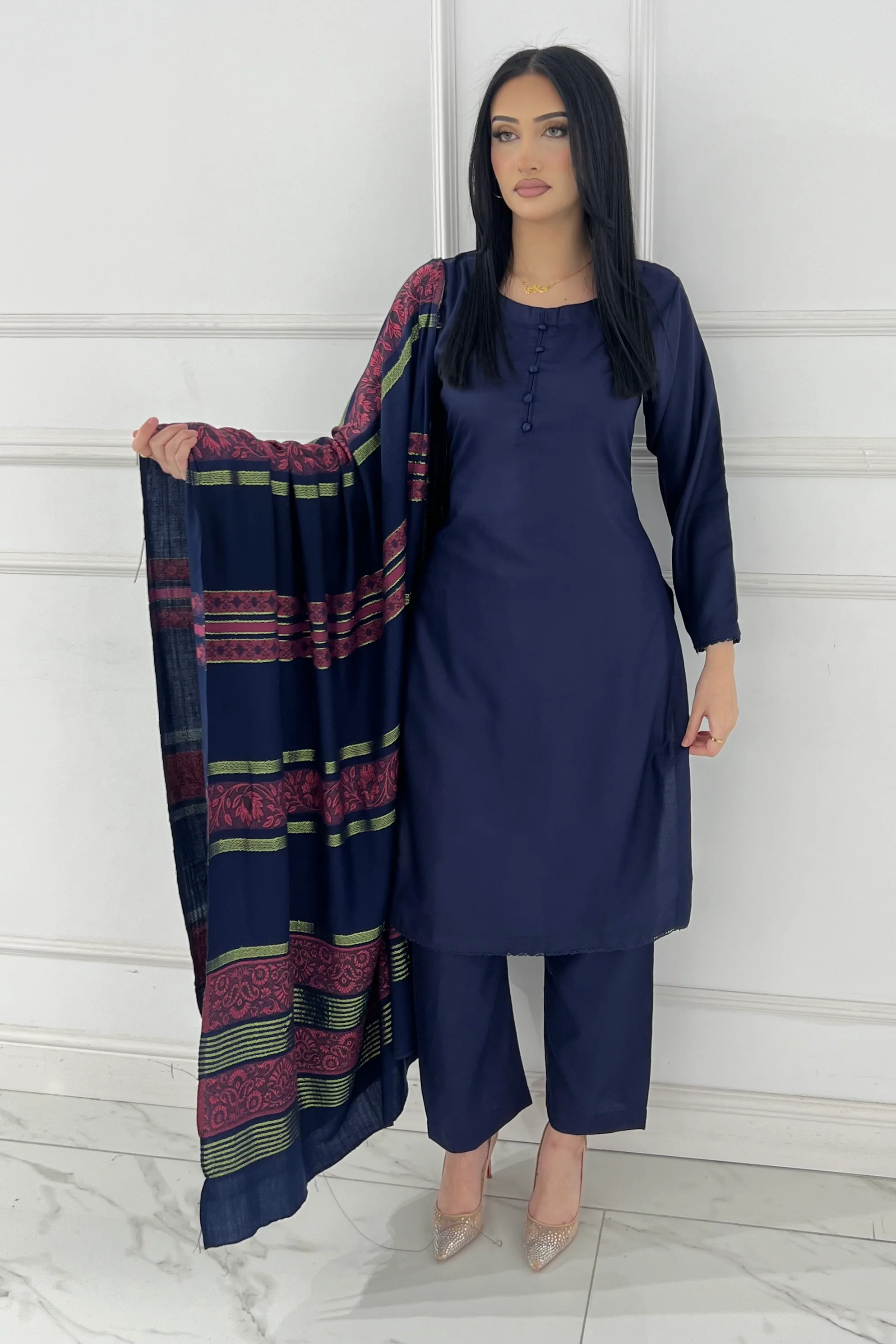 ALM-102 Winter Dhanak Suit with Multani Wool Shawl - Image 9