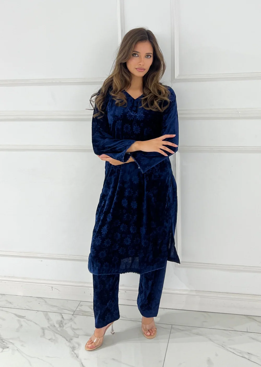 ALM-103 - Velvet Self Print Co-ord Mummy and Me - Image 2