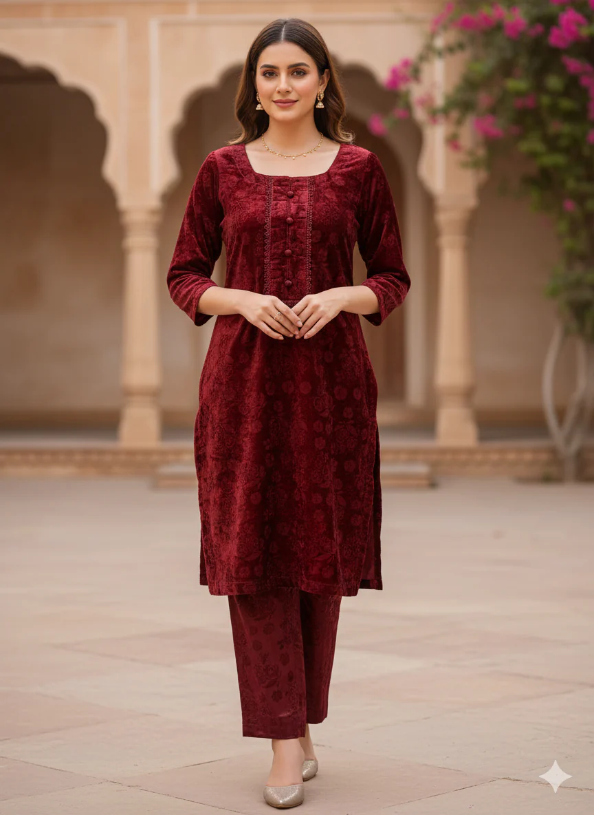 ALM-103 - Velvet Self Print Co-ord Mummy and Me - Image 6