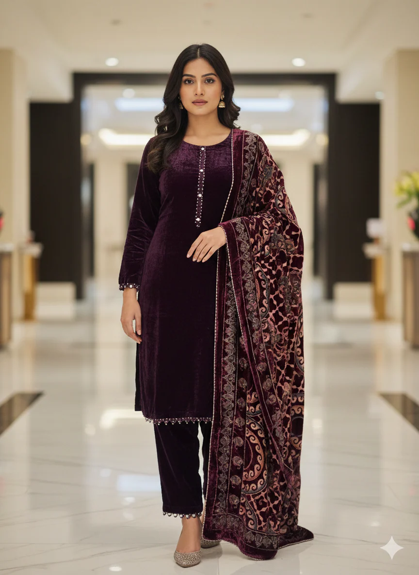 ALM-104 - Velvet Suit With Palachi Scarf - Image 10