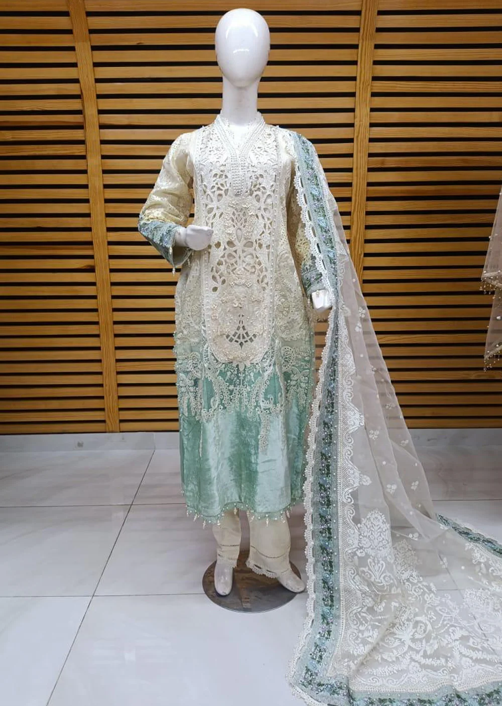 ALYZ-10 - Readymade Partywear Organza Outfit - Image 3