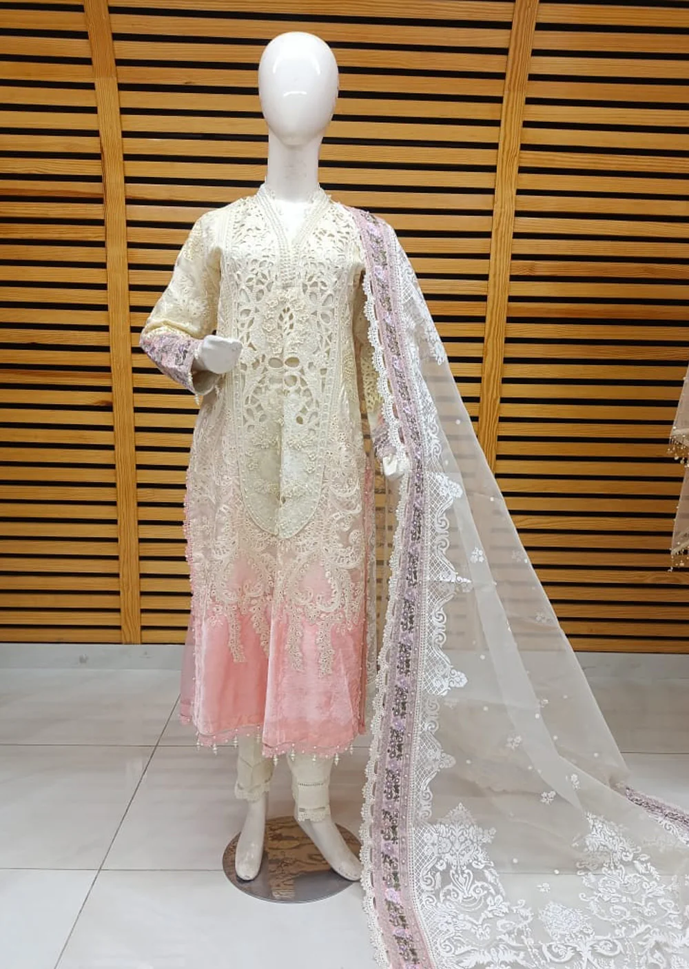 ALYZ-10 - Readymade Partywear Organza Outfit - Image 6