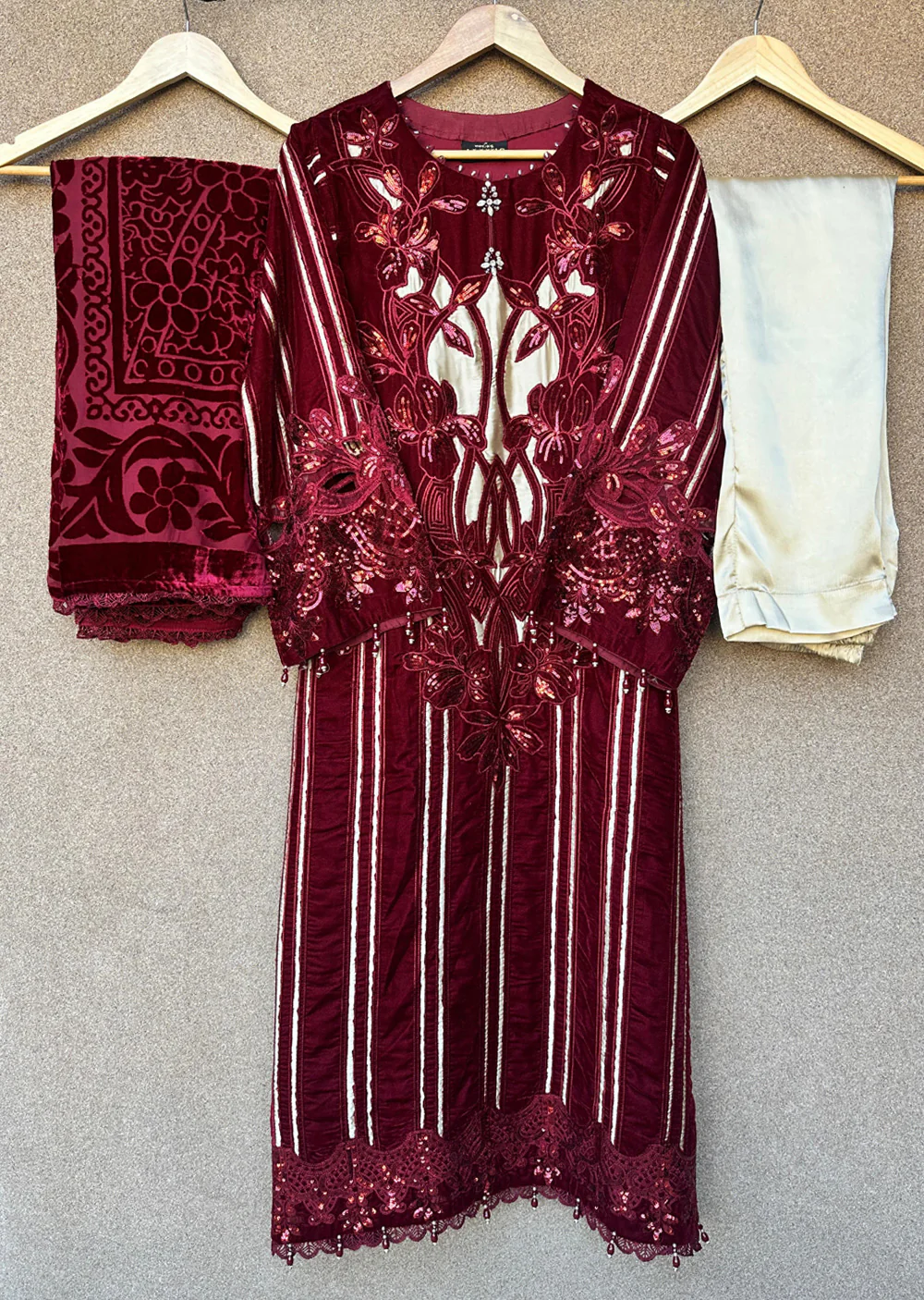 ALYZ-09 - Maroon - Readymade Winter Suit by Ally's 2025 - Image 2