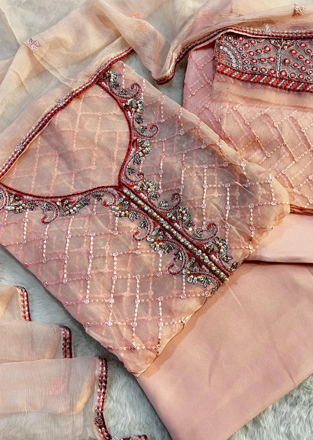AMNDU-05 - Unstitched - Amna Net Suit 2025 - Image 17
