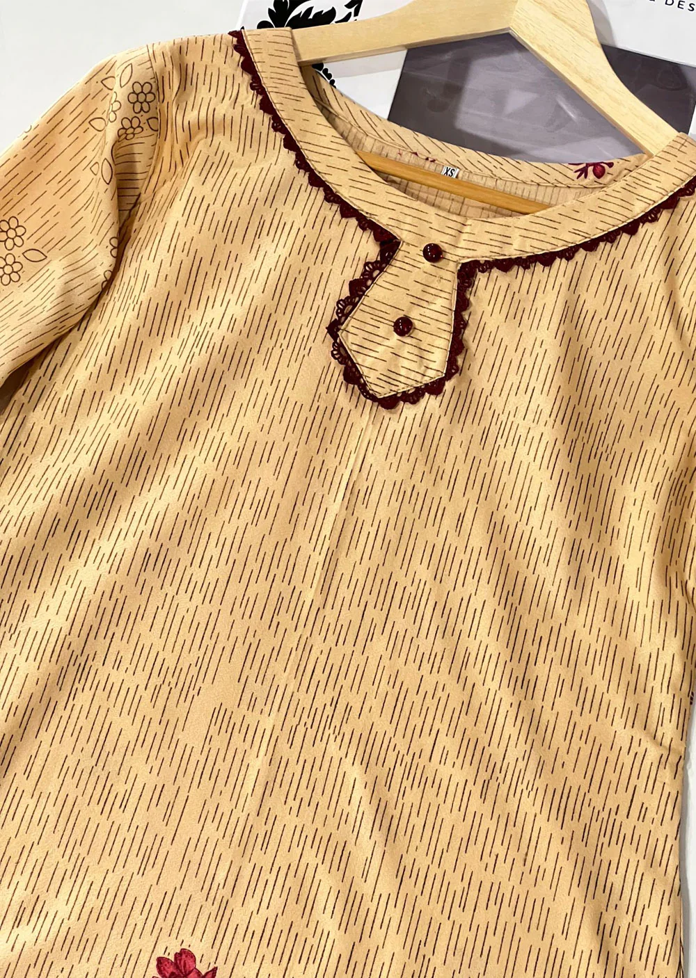 AMT45004-B Gold Readymade Winter Dhanak Kurti - Image 2