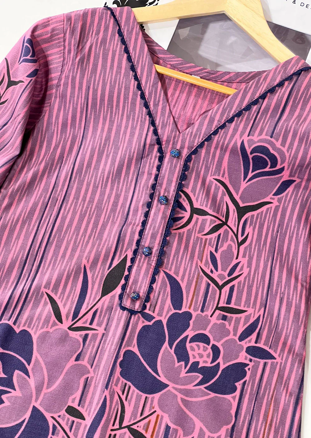 AMT45011-B Pink Readymade Winter Dhanak Kurti