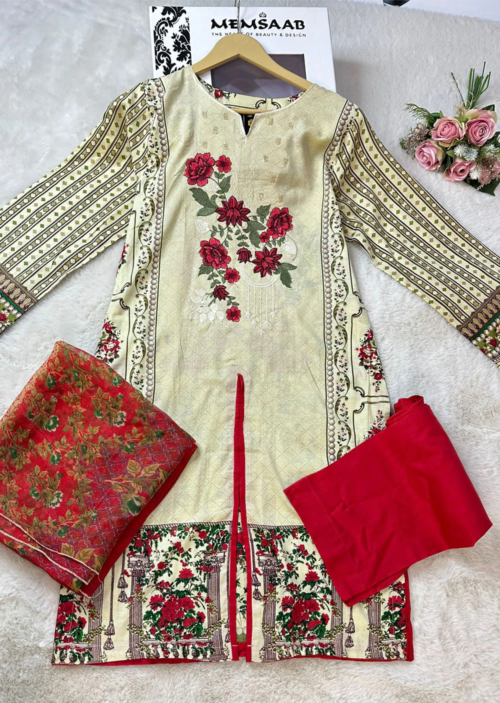 AMT4803 - Gold Readymade Lawn Suit - Image 4