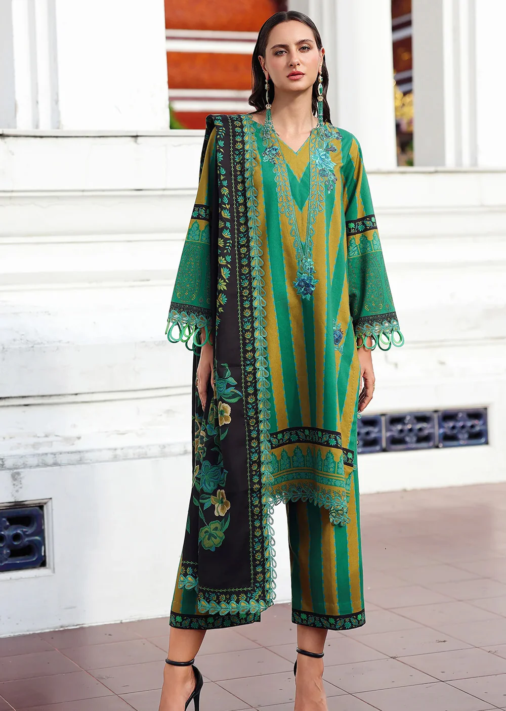 ANW6-03 CHARIZMA 3-PC Unstitched Embroidered Linen Collection 2025