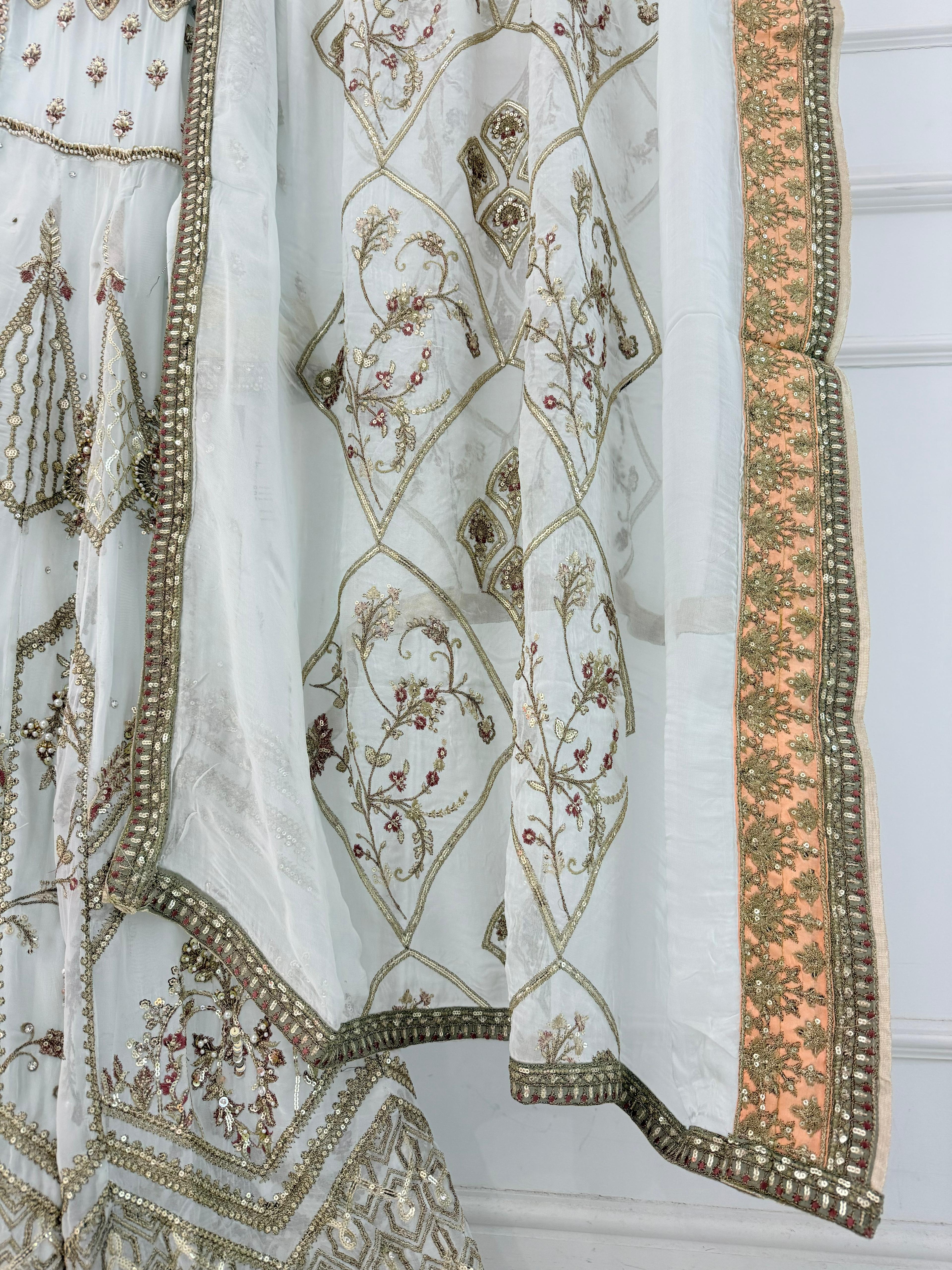 MARW-1600-  Off White - Readymade Wedding Wear Outfit - Image 10