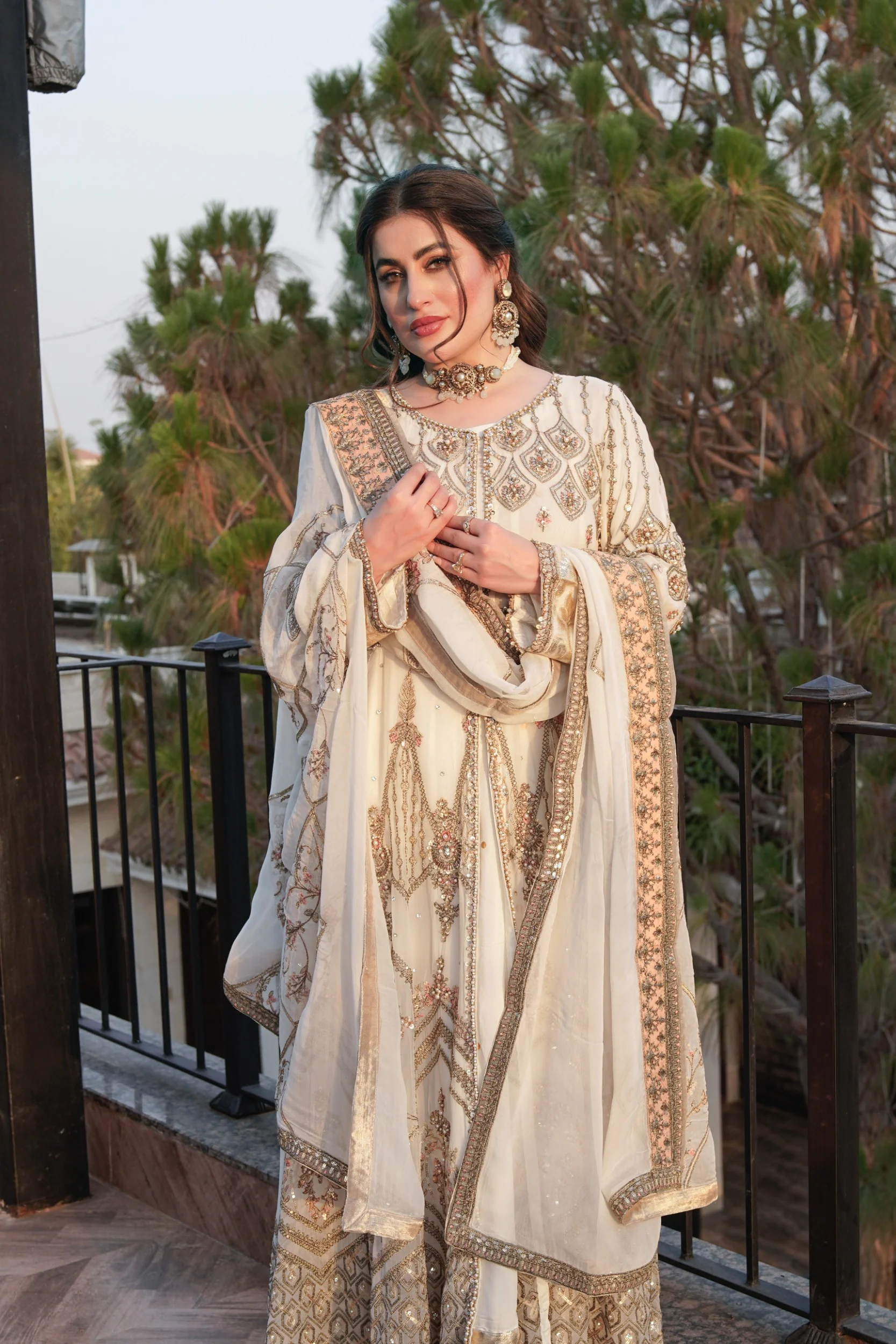MARW-1600-  Off White - Readymade Wedding Wear Outfit - Image 9
