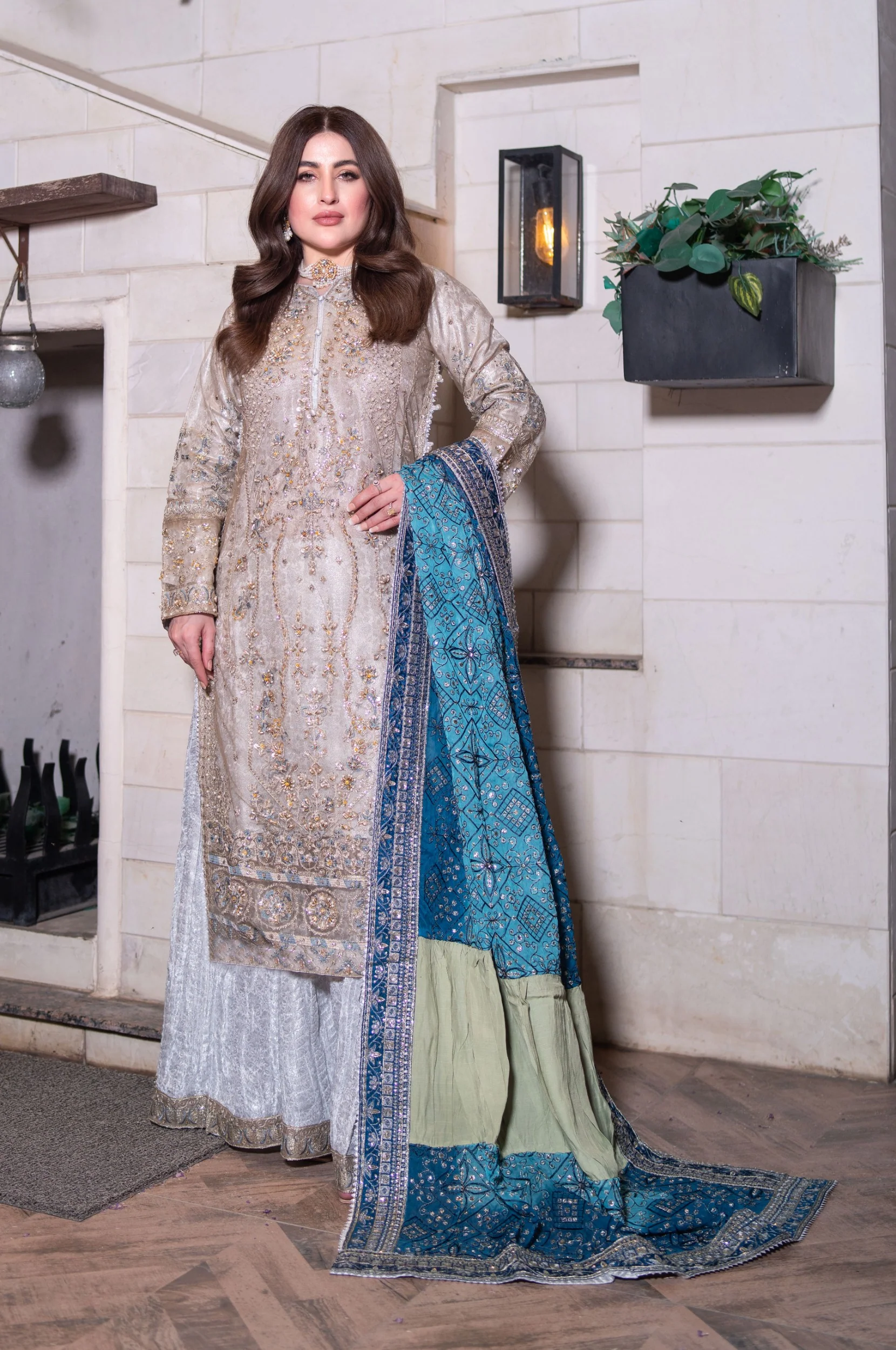MARW-1608- Silver- Readymade Wedding Wear Outfit - Image 2