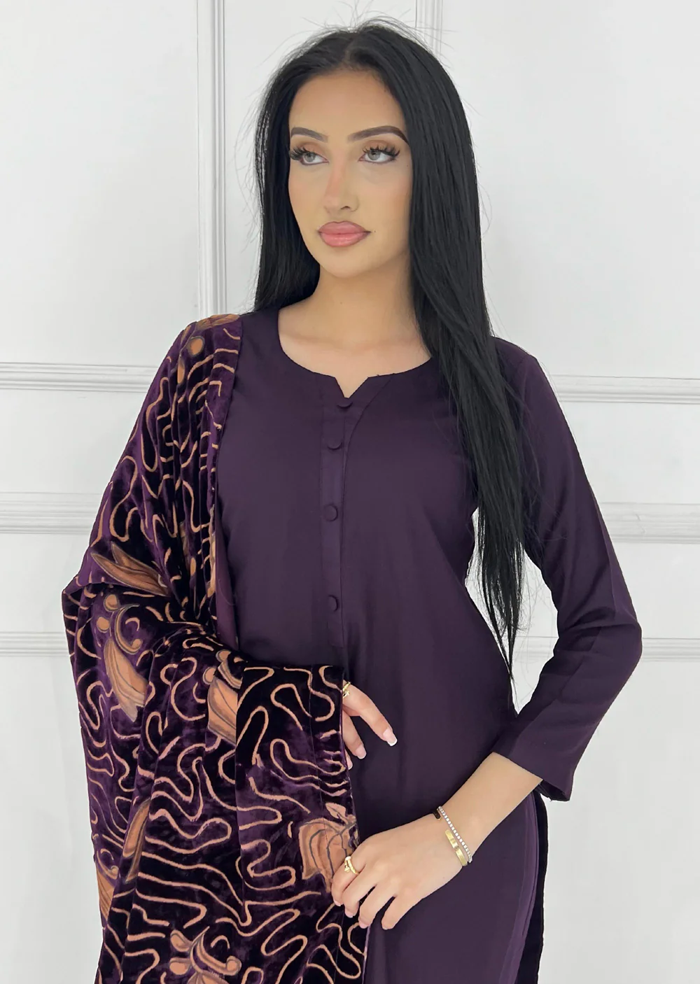 ASBC-01 - Purple - Readymade Dhanak with Palachi Shawl Suit - Image 4