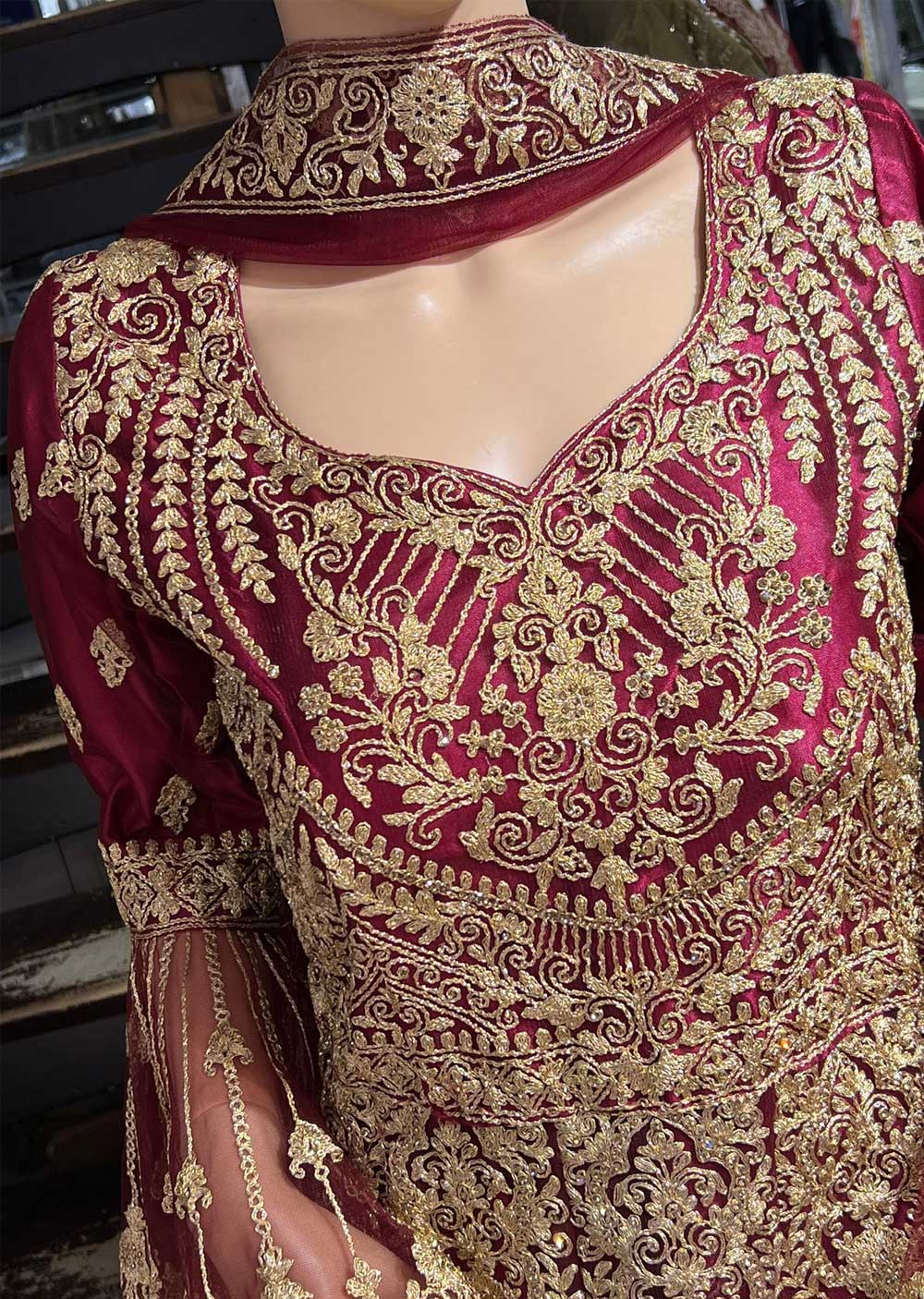 ASF908 Maroon Readymade Net Suit - Image 3