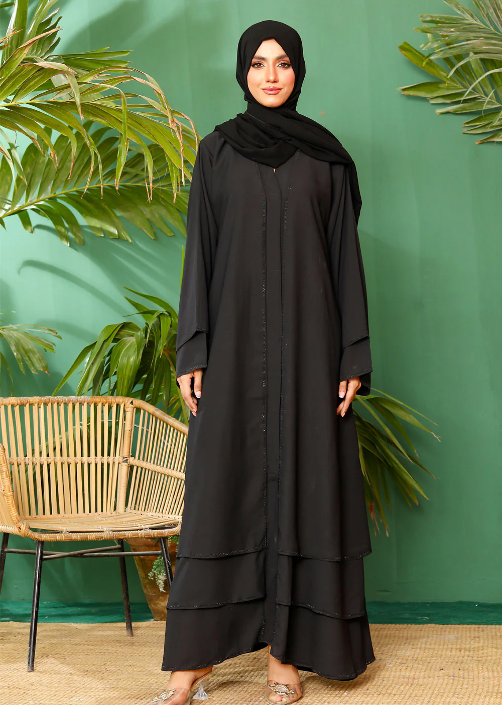 ASL-09 Shaheen - Black Open Abaya