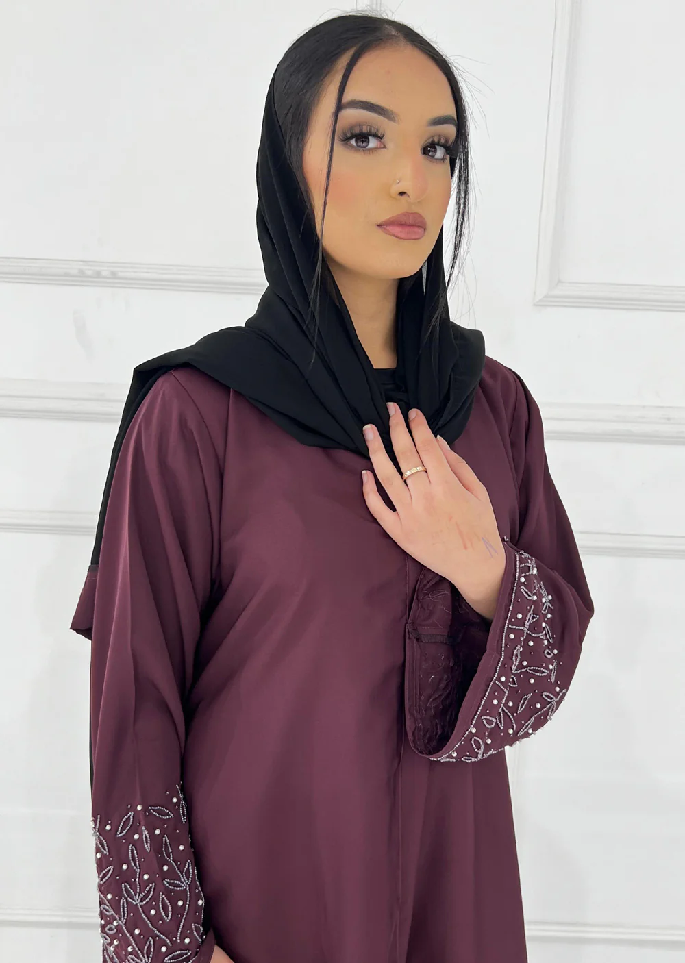 ASL-249 - Hina - Plum- Ladies Fancy Abaya - Image 3