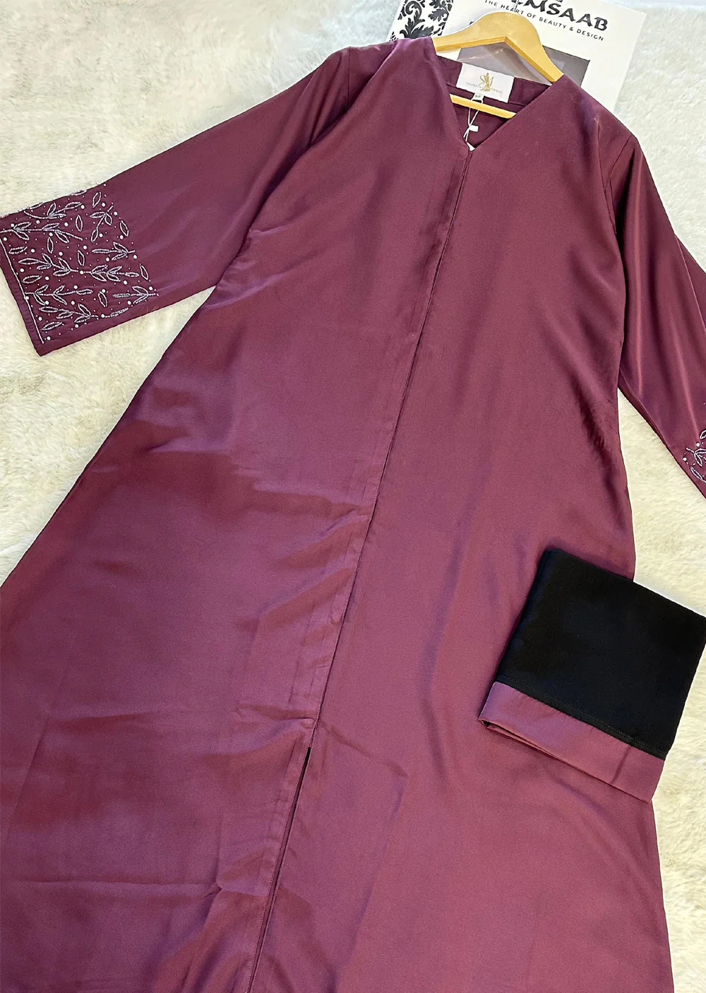 ASL-249 - Hina - Plum- Ladies Fancy Abaya - Image 5