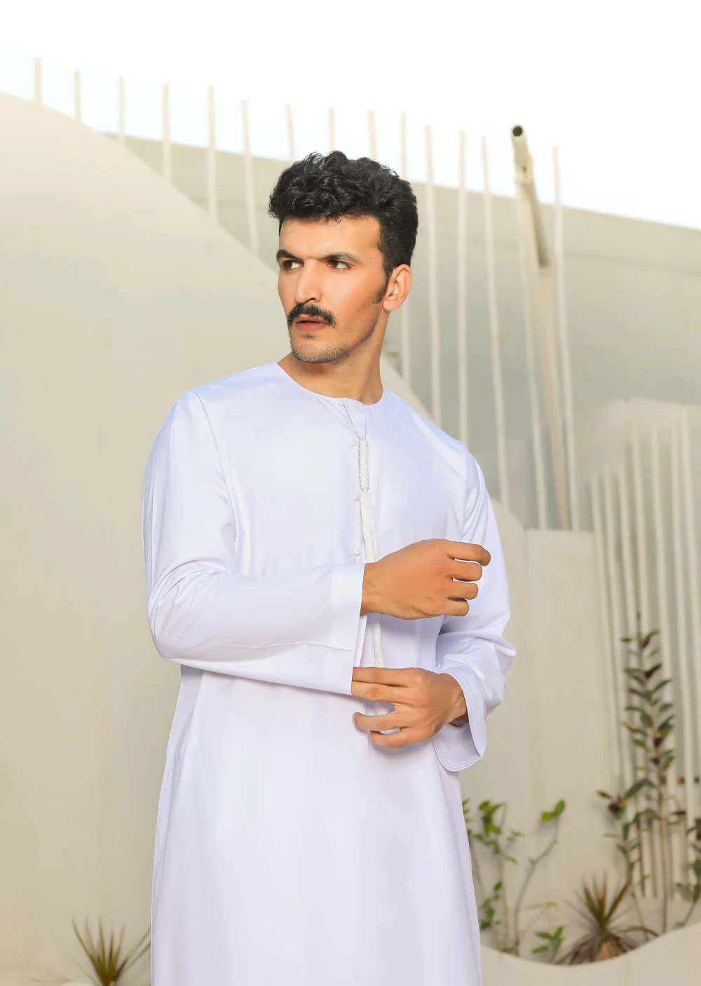 ASM03 Mens/Boys Omani Style White Thobe - Image 3