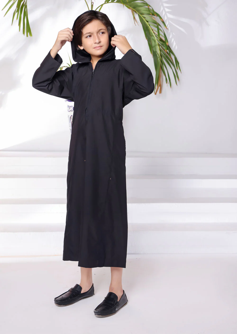 ASM48 Mens/Boys Black Hooded Thobe - Image 8