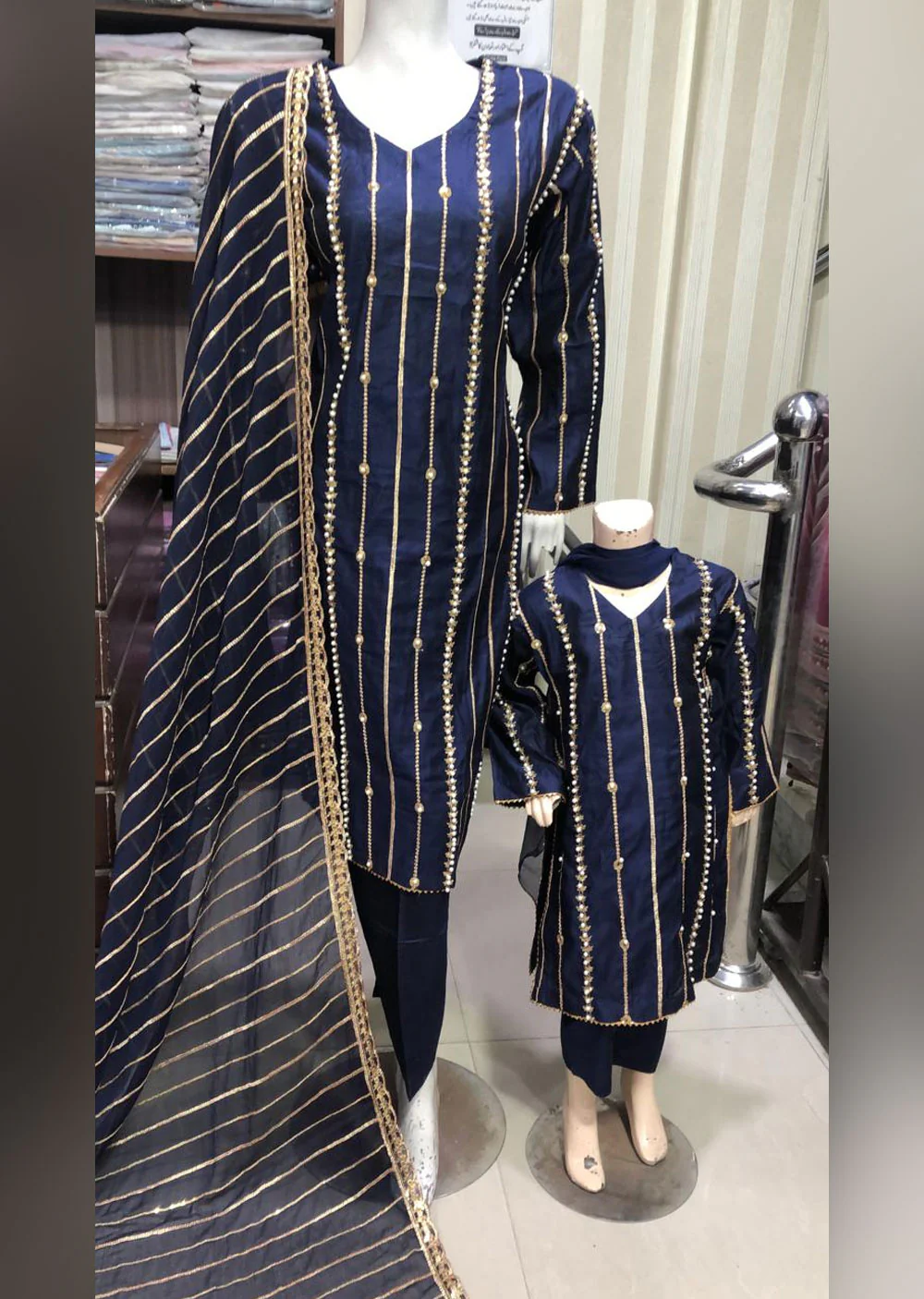 BP1205 Navy Mummy & Me Linen Suit