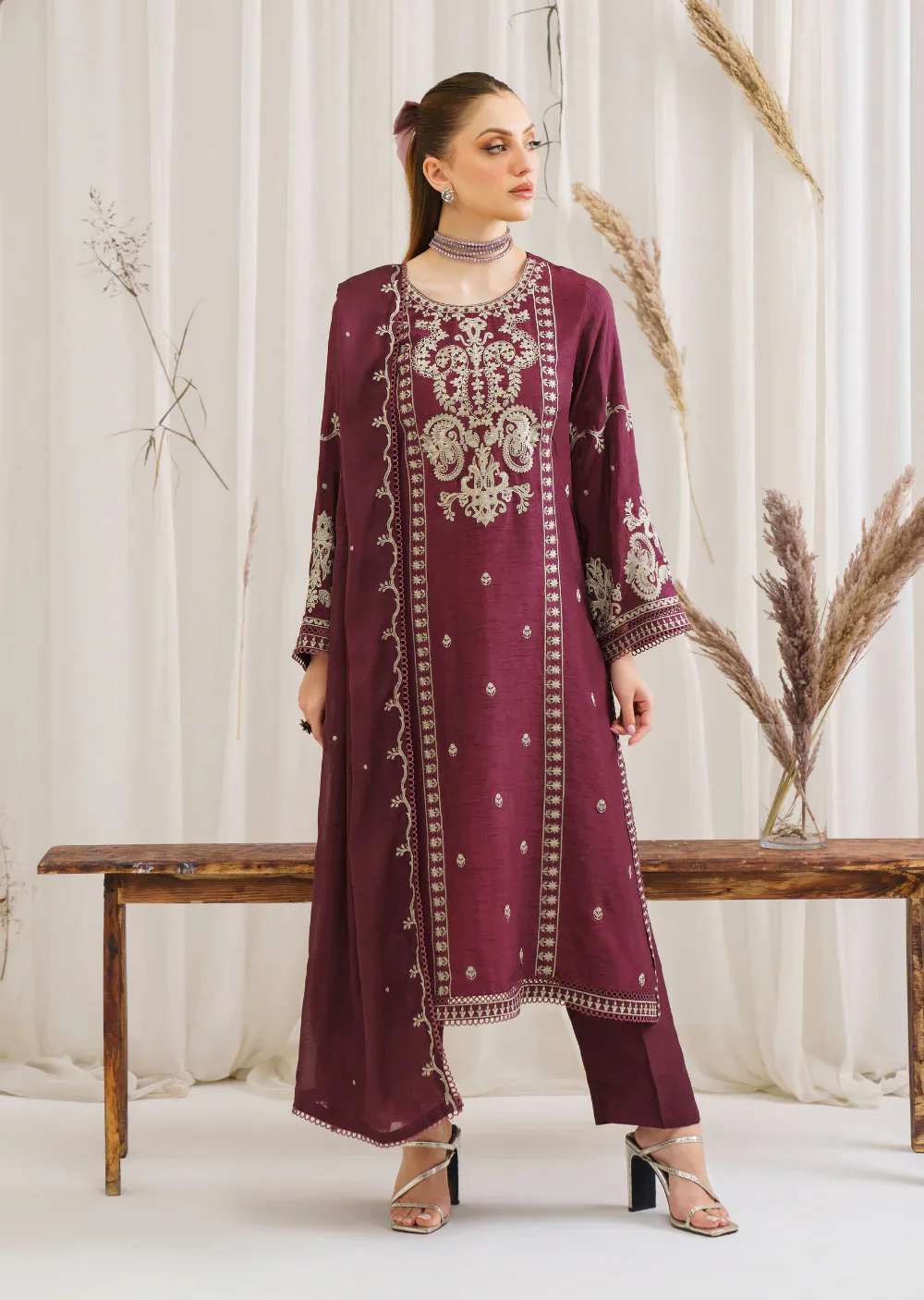Charlene - Readymade 3 Piece Garnet Suit - Image 3