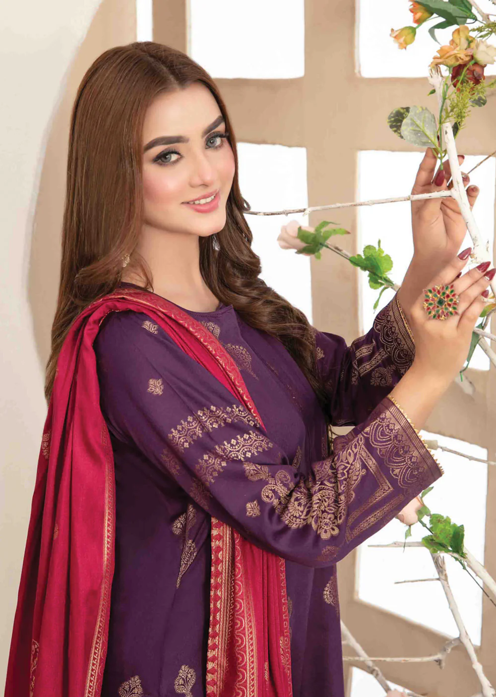 D-3888-R - Readymade - Umnia Staple Broochia Banarsi Suit 2024 - Image 2