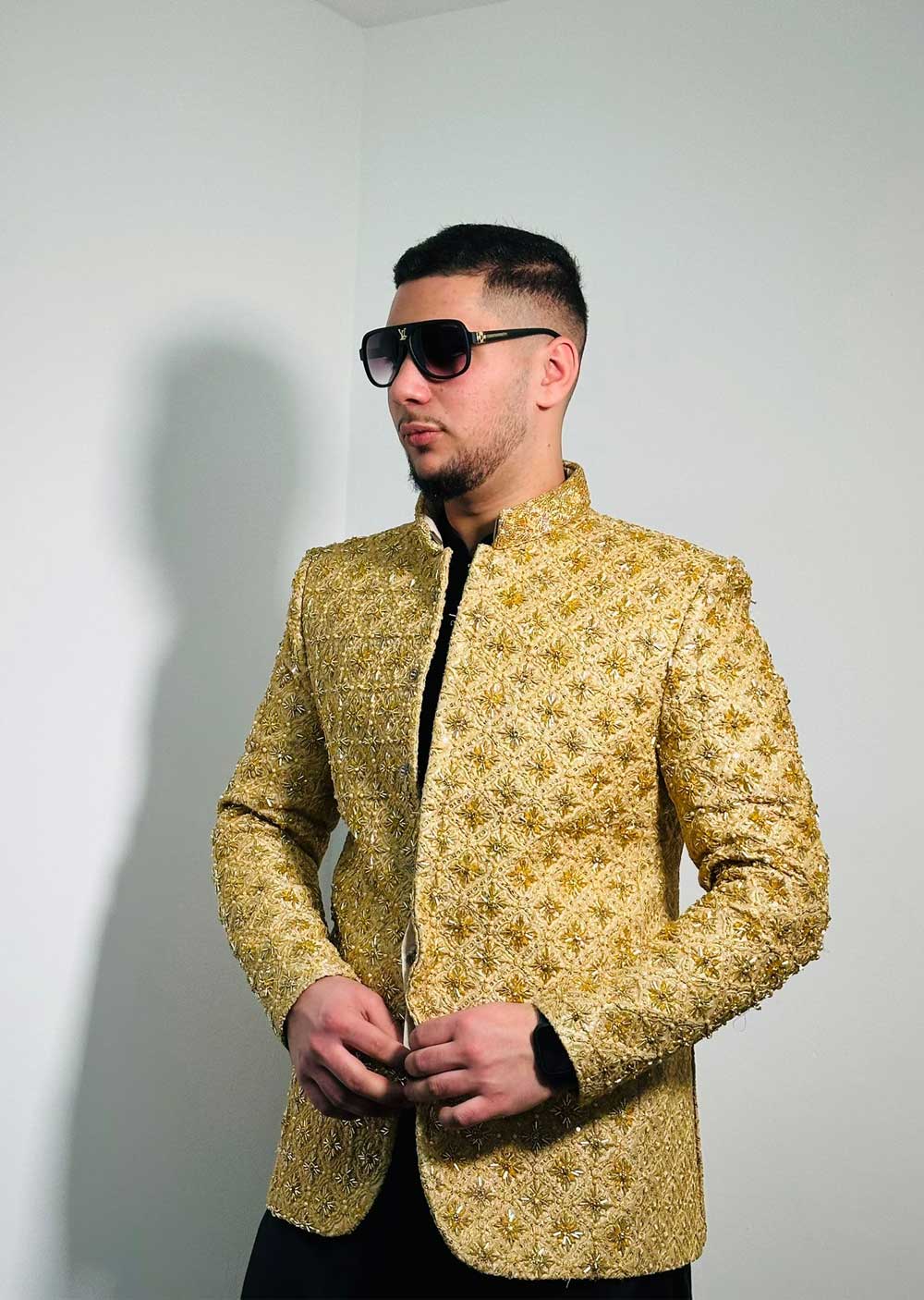 DH105 Gold Mens Prince Coat - Image 2