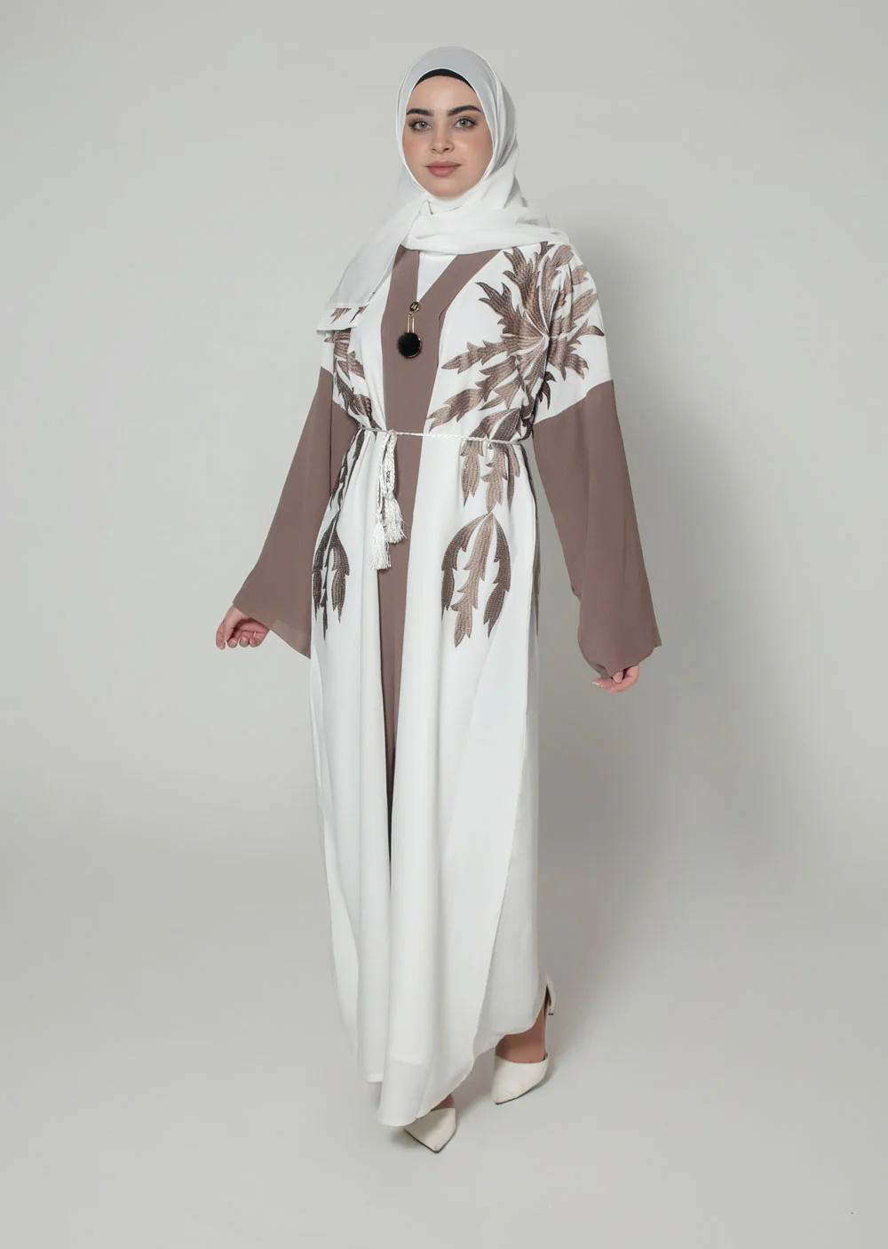 DSL-02 Noor Jahan - White Abaya - Image 2