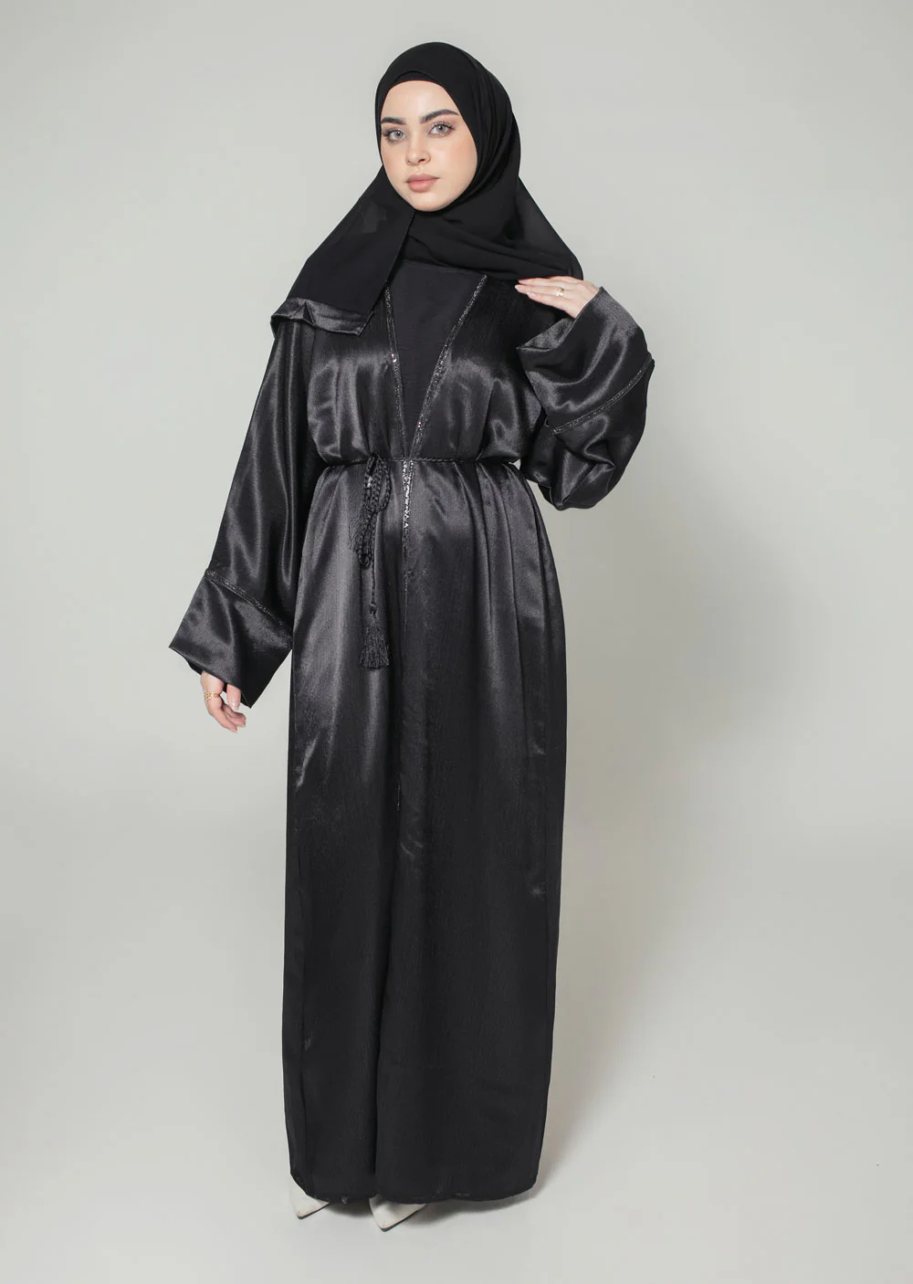 DSL-07 Laraib - Black Jacket Style Abaya Set