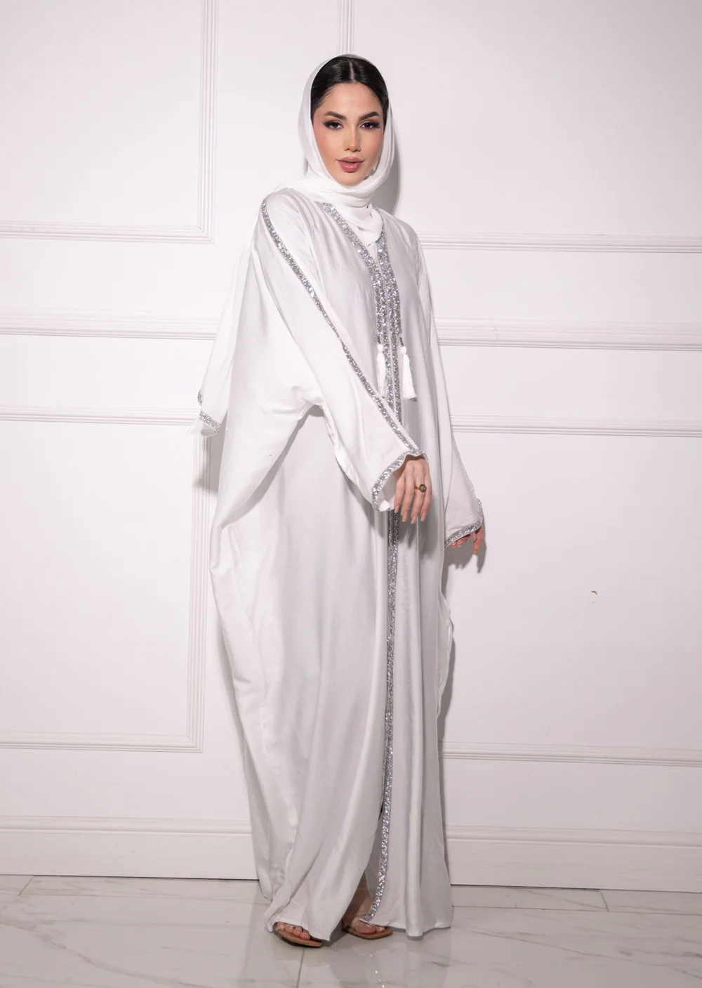 DSL-205 Mahil - White Pink Abaya - Image 2