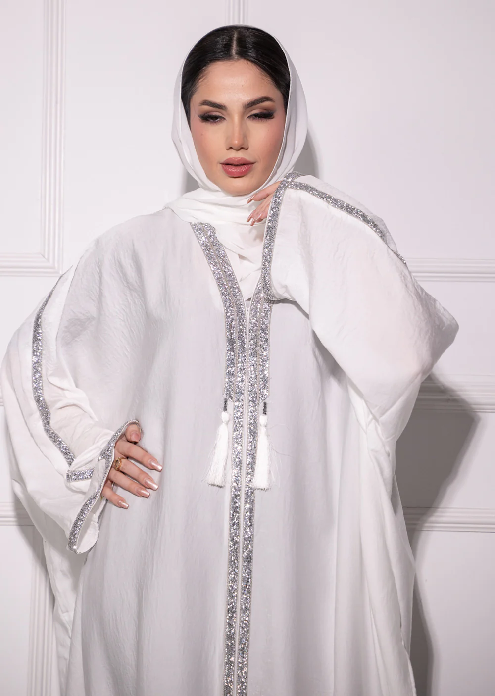 DSL-205 Mahil - White Pink Abaya - Image 9