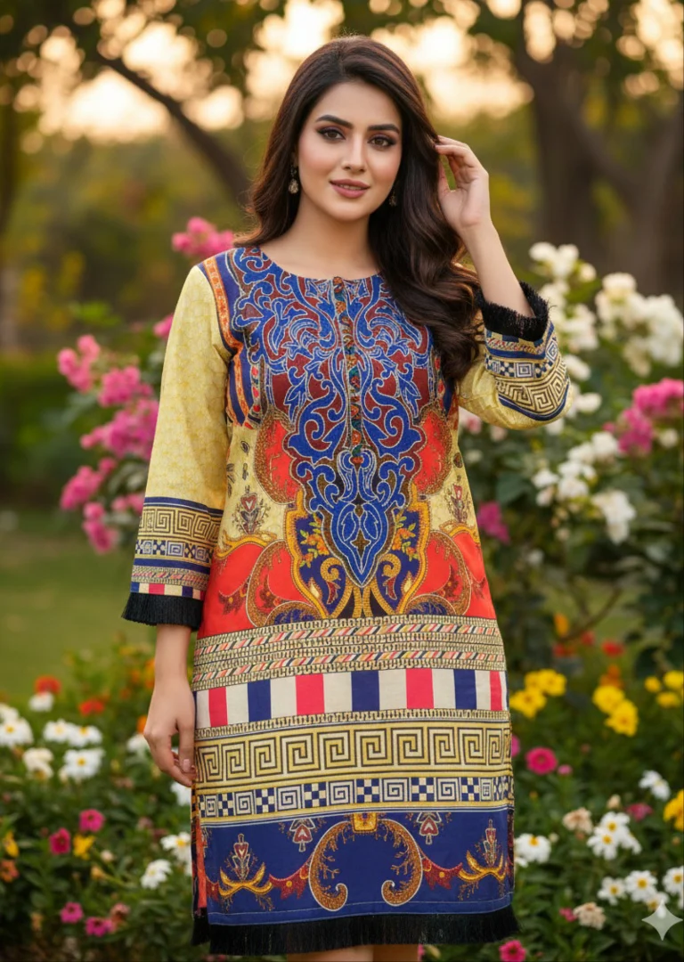 DX904 Readymade Printed A Line Kurti Shirt - Image 3