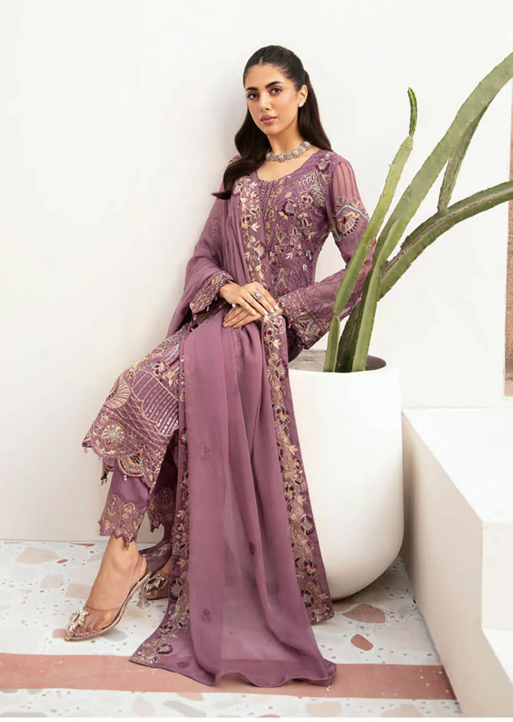 F-2610-R - Readymade - Ramsha Chiffon Collection Vol 26 2024 - Image 4