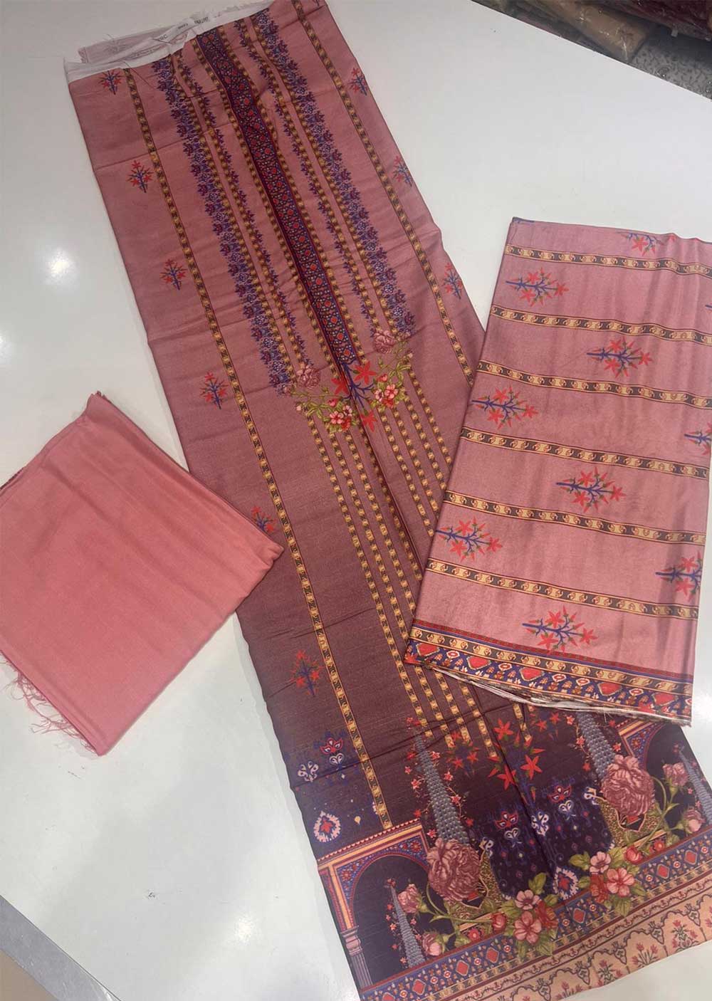 GE-69-68 Aroosh - Unstitched Pink Winter Suit