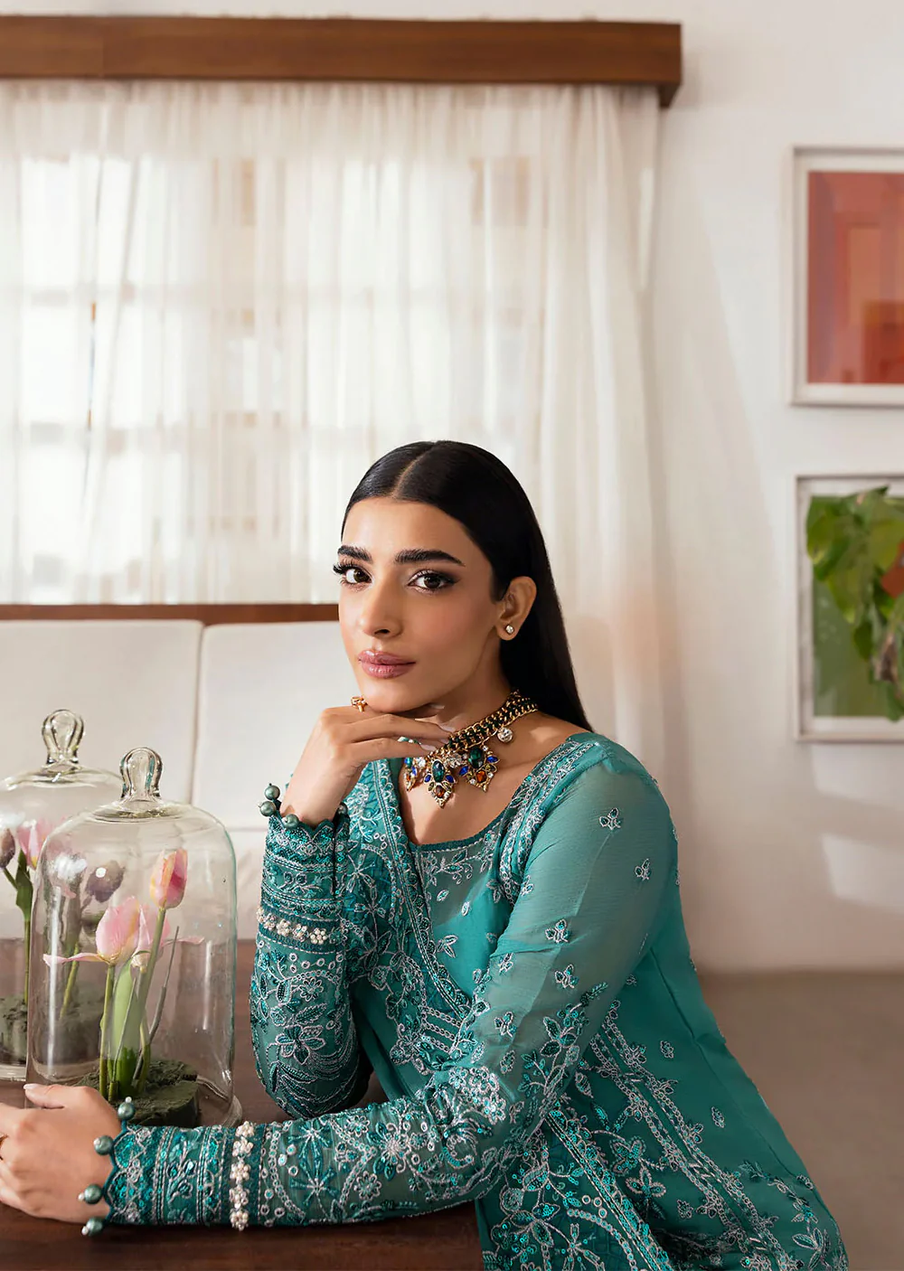 GLCT-03 - S.Green - Miral - Gulaal Reverie Embroidered Chiffon Collection 2025 - Image 4