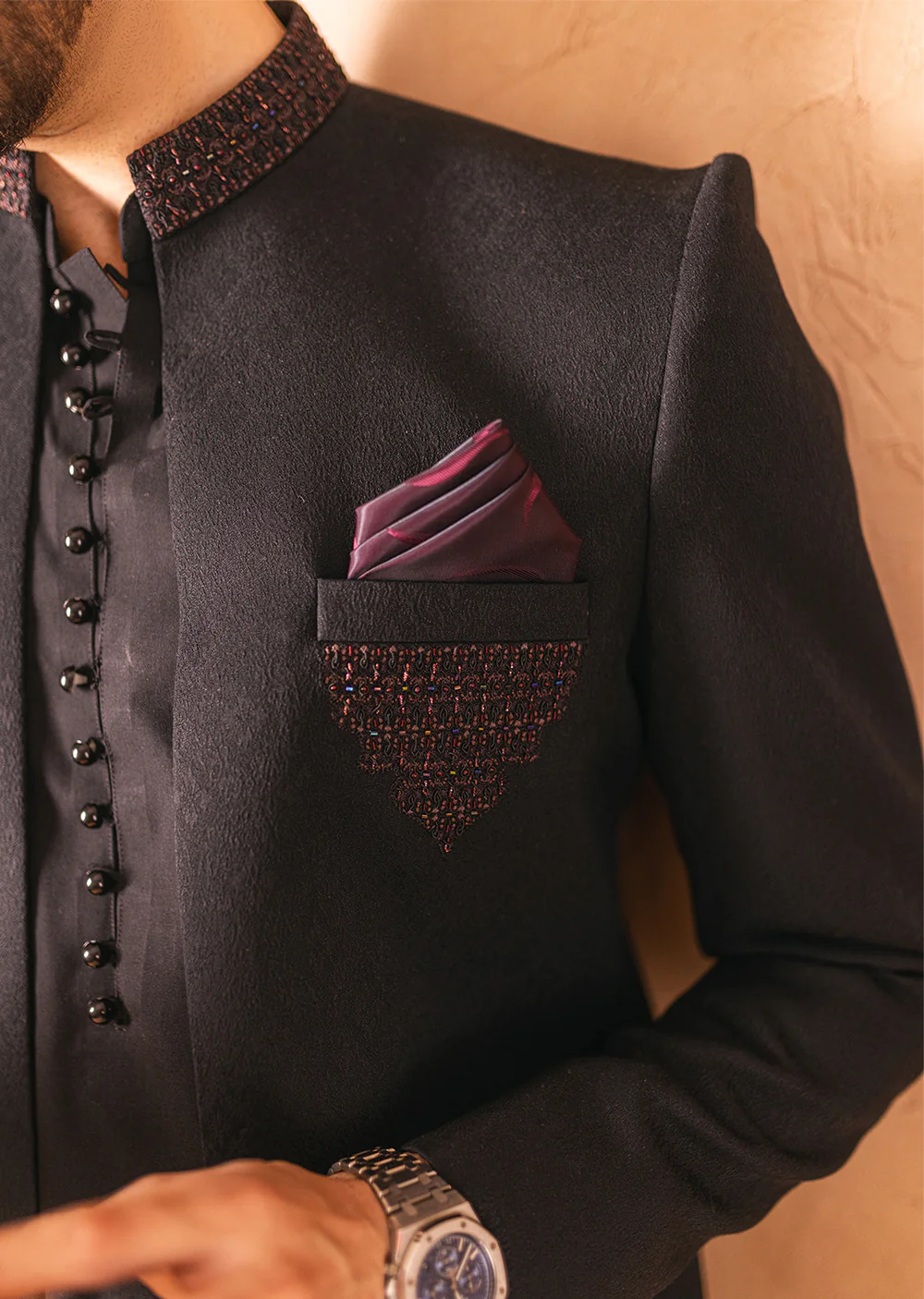 GS-5070 - Black - Readymade Mens Sherwani 2024 - Image 4