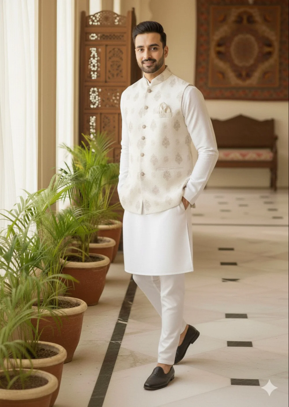 GS-5078 Readymade Elegant Embroidered Waistcoat 2025