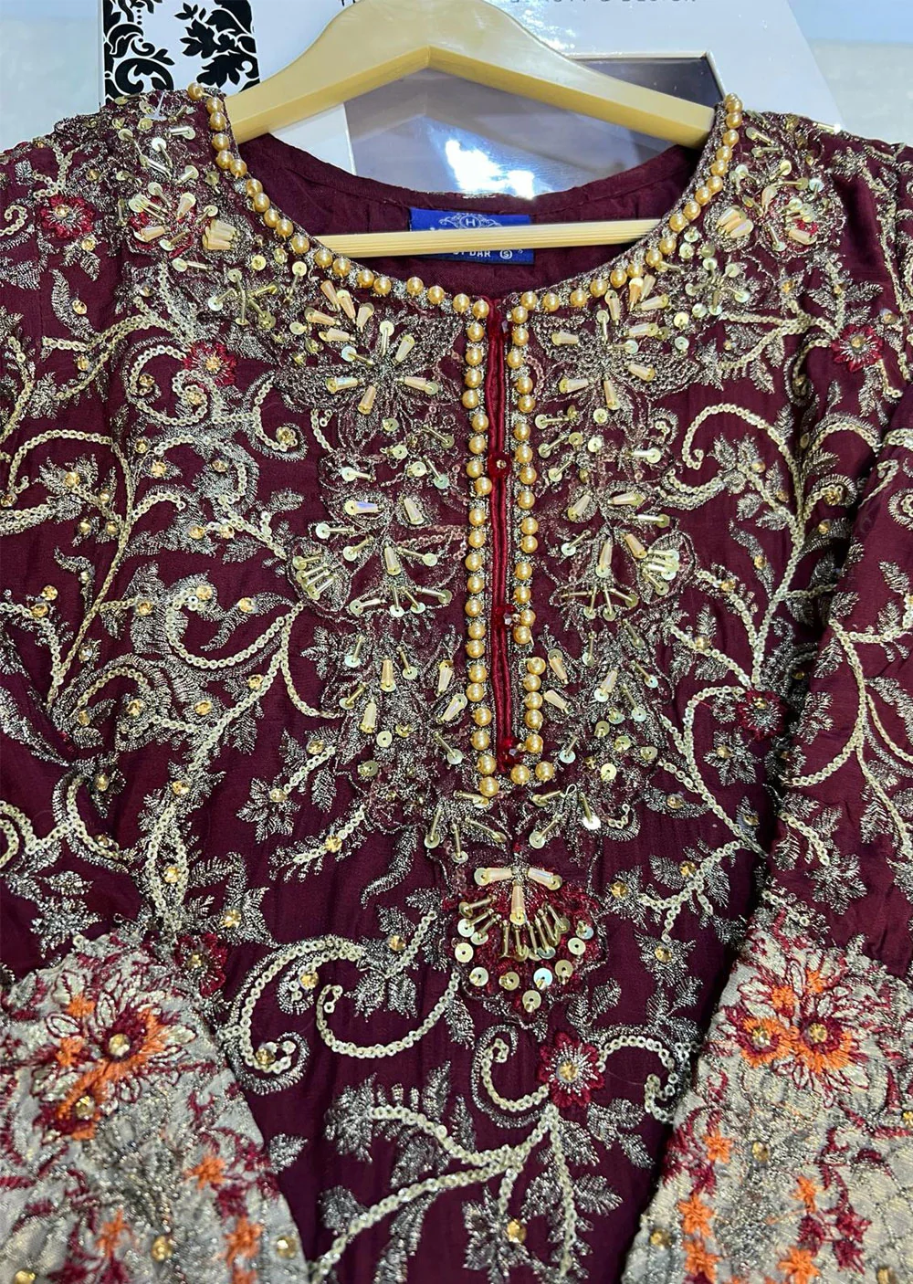 H-683 Maroon - Fancy Chiffon Suit - Image 5