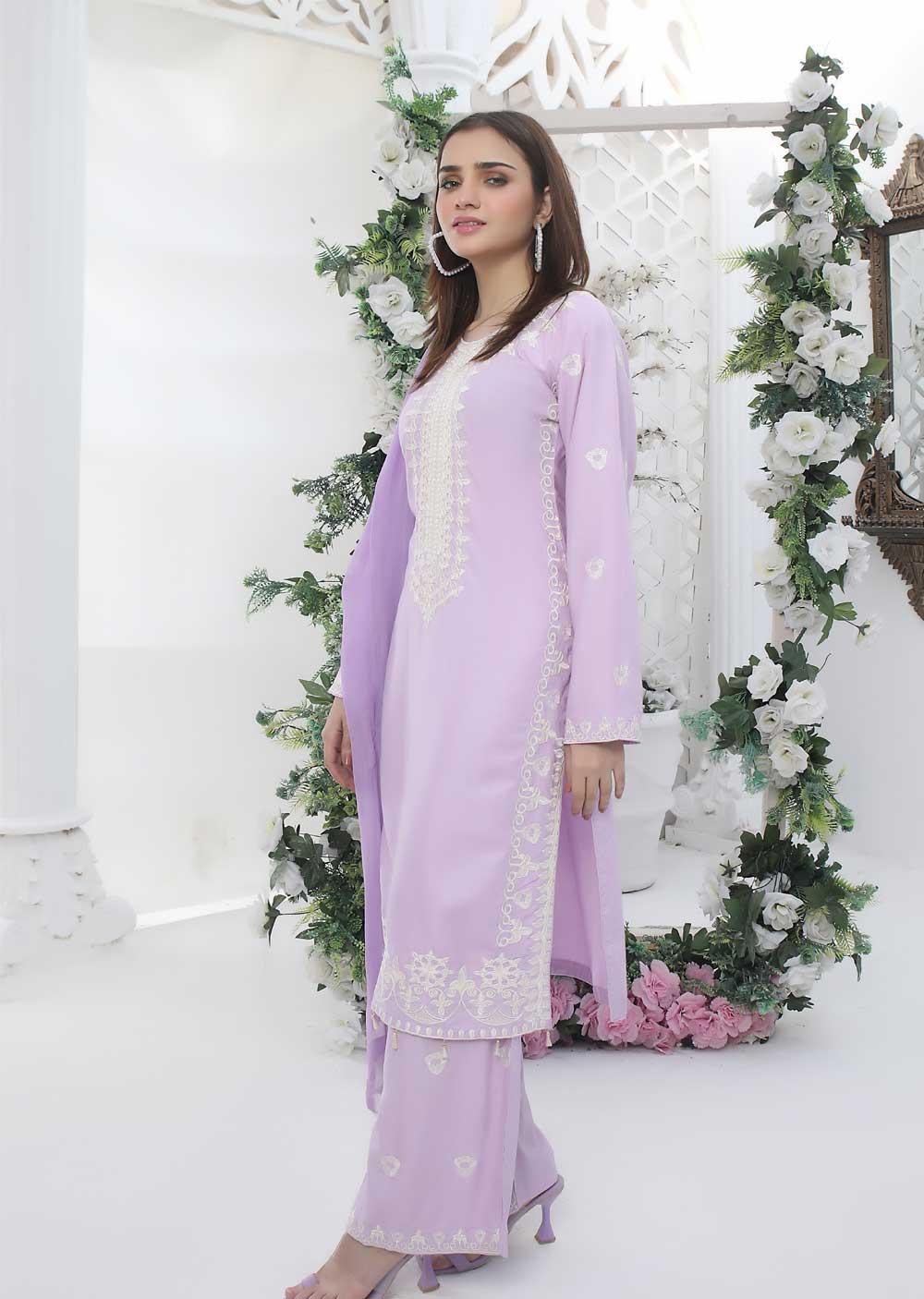 HK203 Sayasra Readymade Lilac Linen Suit - Image 3