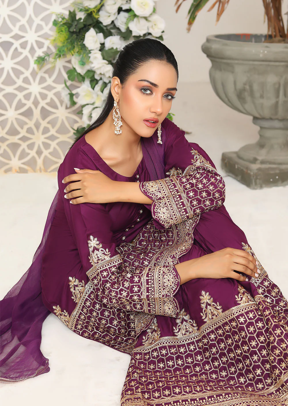 HK211 Ferra Readymade Purple Linen Suit - Image 6