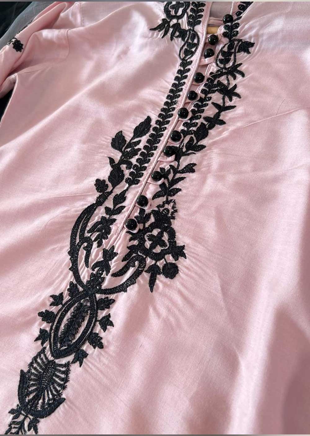 HK212 Lameez Readymade Pink Linen Suit - Image 6