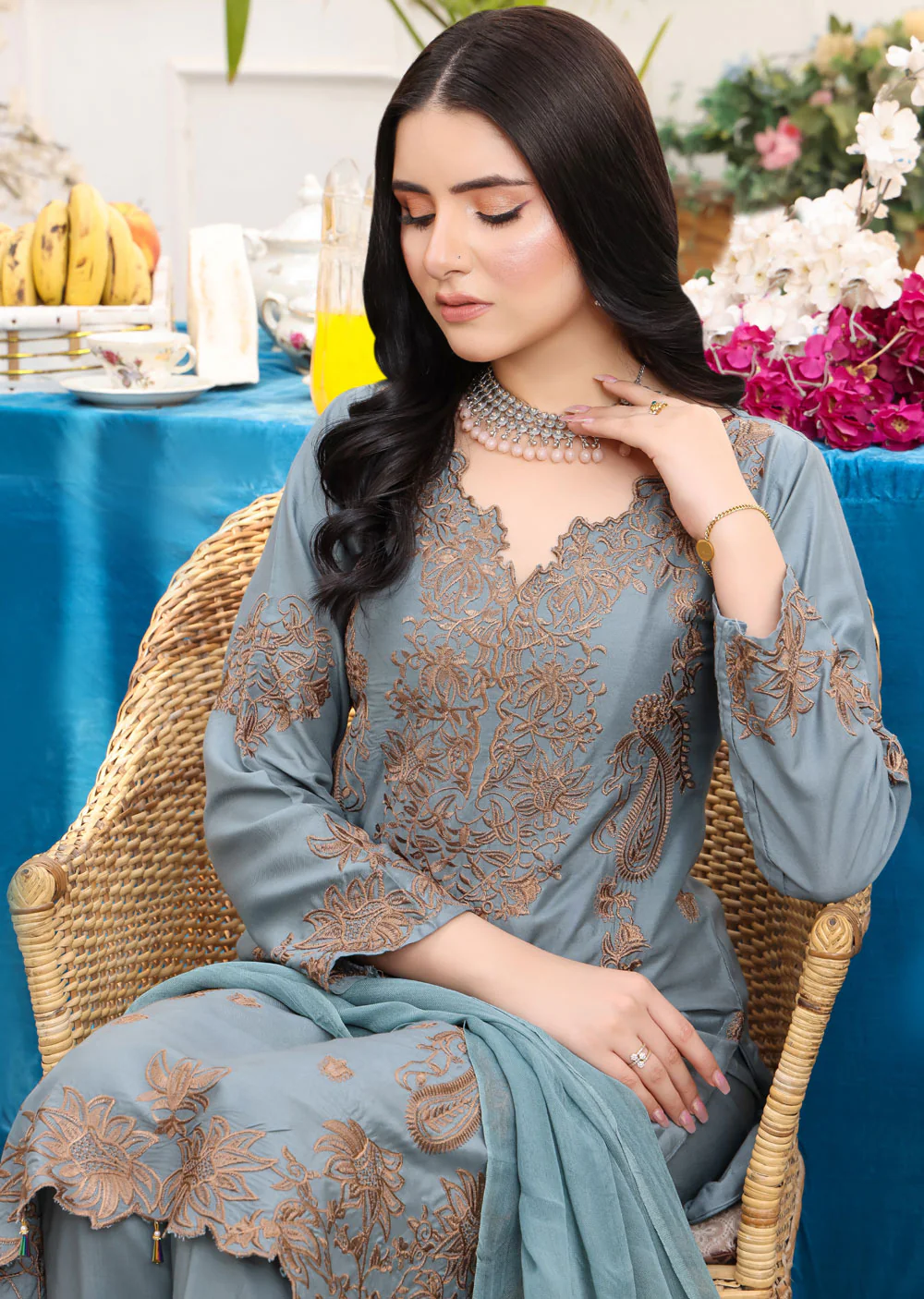 HK246 Rainma - Grey Readymade Linen Suit - Image 3