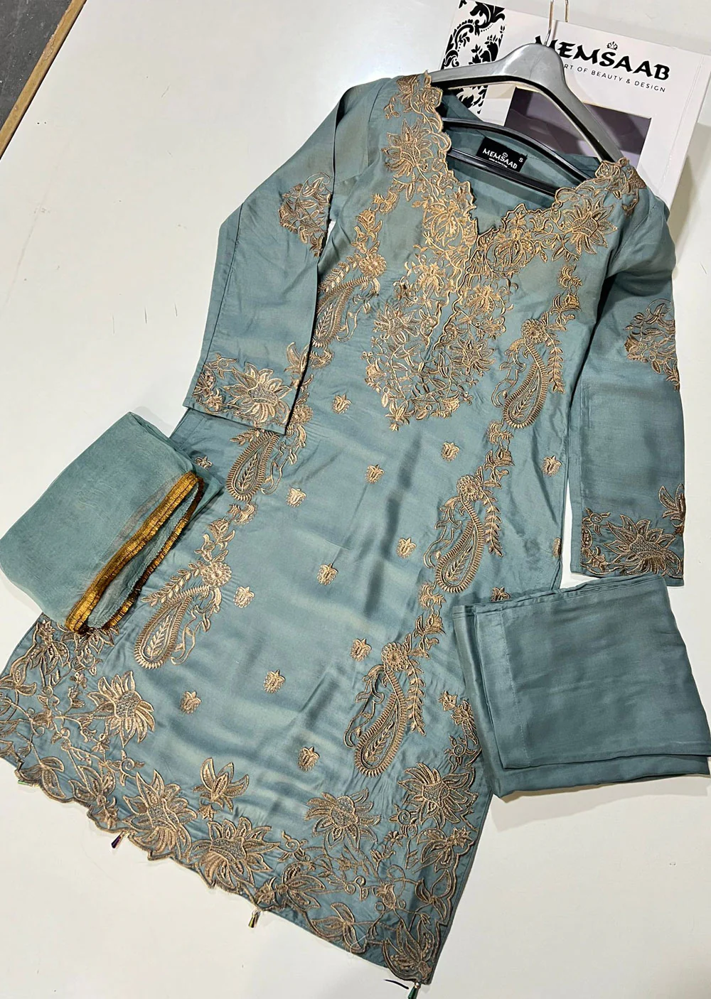 HK246 Rainma - Grey Readymade Linen Suit - Image 4