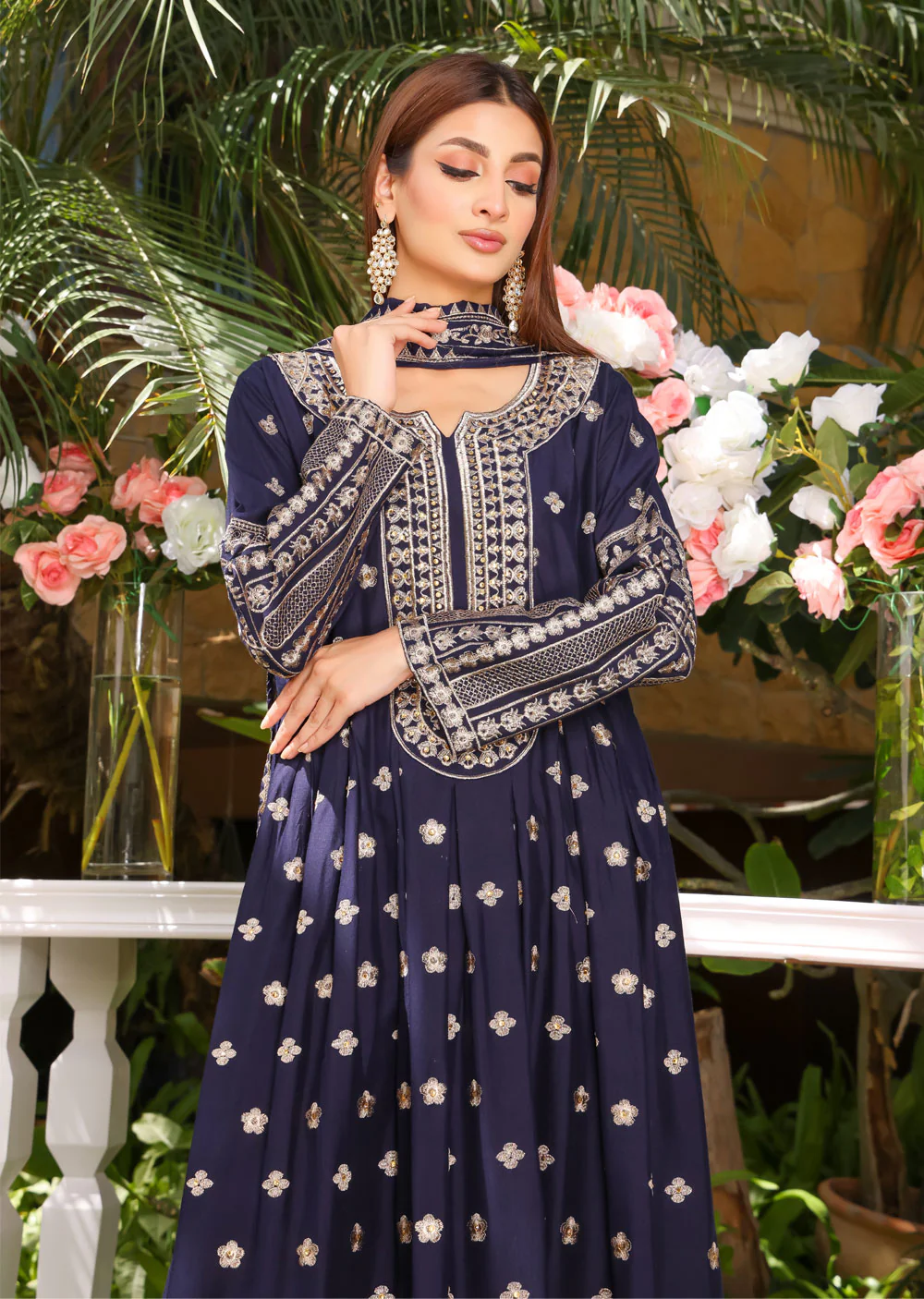 HK258 Zorra - Navy Readymade Linen Dress - Image 3